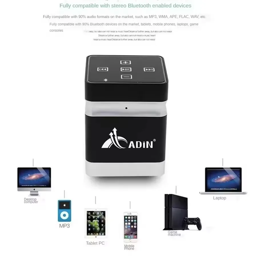 Głośnik Bluetooth Adin 26W z wibracjami, przenośny, bezprzewodowy subwoofer muzyczny z wibracjami, metalowy soundbox, głośny, zapobiegający zakłóceniom od sąsiadów, model 2025