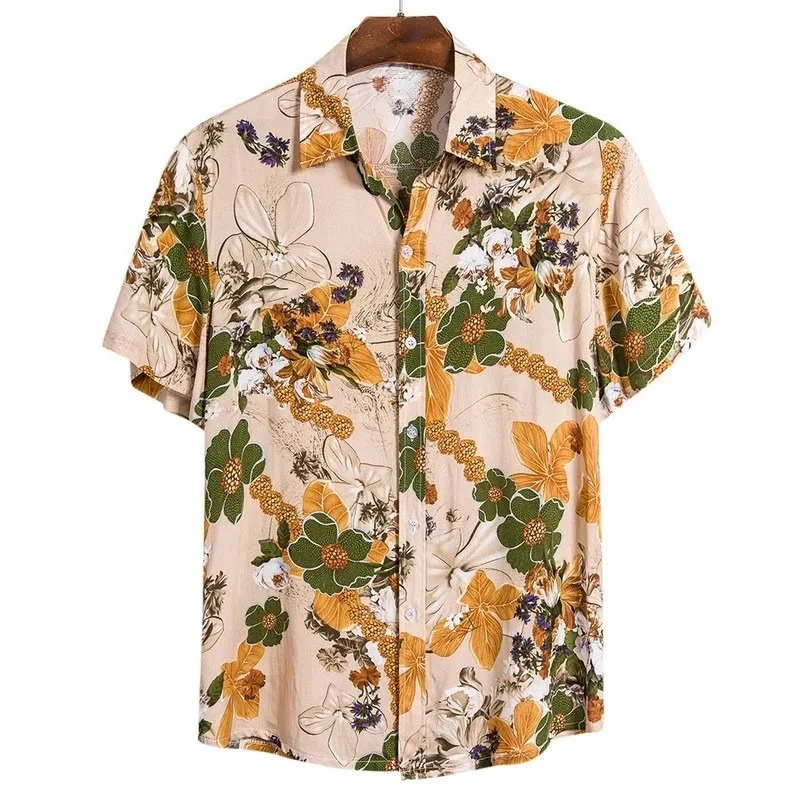 Japanese Lazy Short Sleeved Shirt for Travel and Vacation Quick Drying Hawaiian Shirt