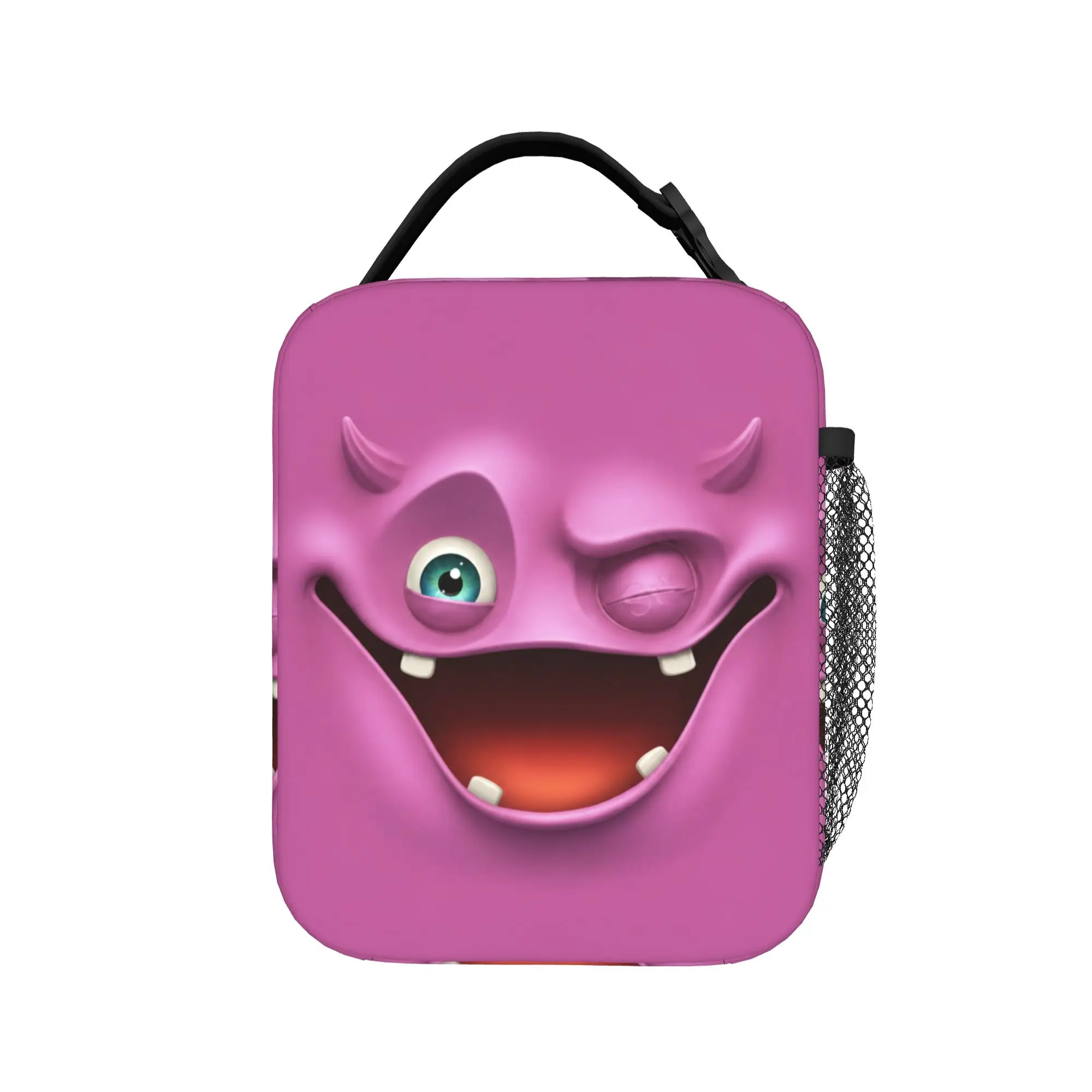 Funny Expression Monster Cute Creature Face Silly Insulated Lunch Bag Cooler Bag Reusable,Meal Container Tote Lunch Box