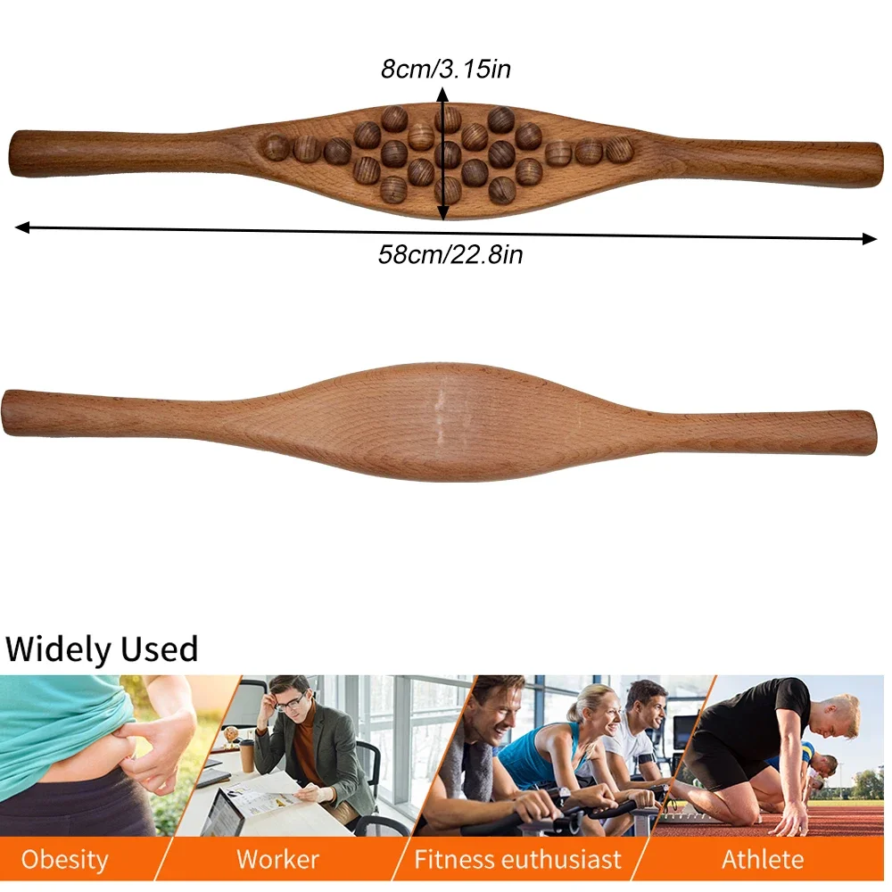 Wood Therapy Lymphatic Drainage Massage Stick, Neck Back Waist Leg Pain Relief Myofascial Release, Body Sculpting Massage Tool