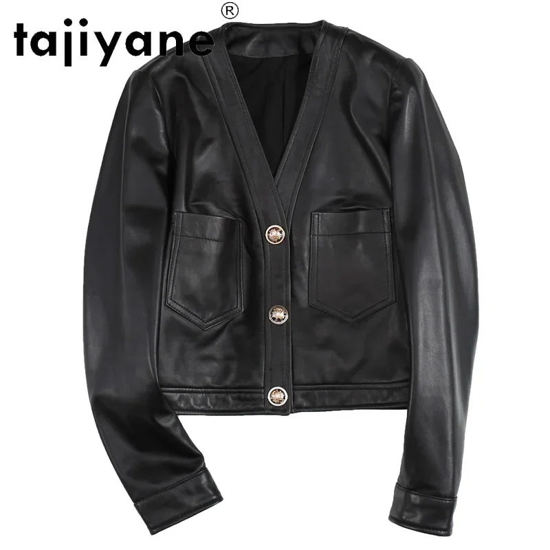 Tajeyane-Chaqueta de piel de oveja auténtica para mujer, abrigo corto de piel auténtica, color negro, para Primavera, TN2016, 2021