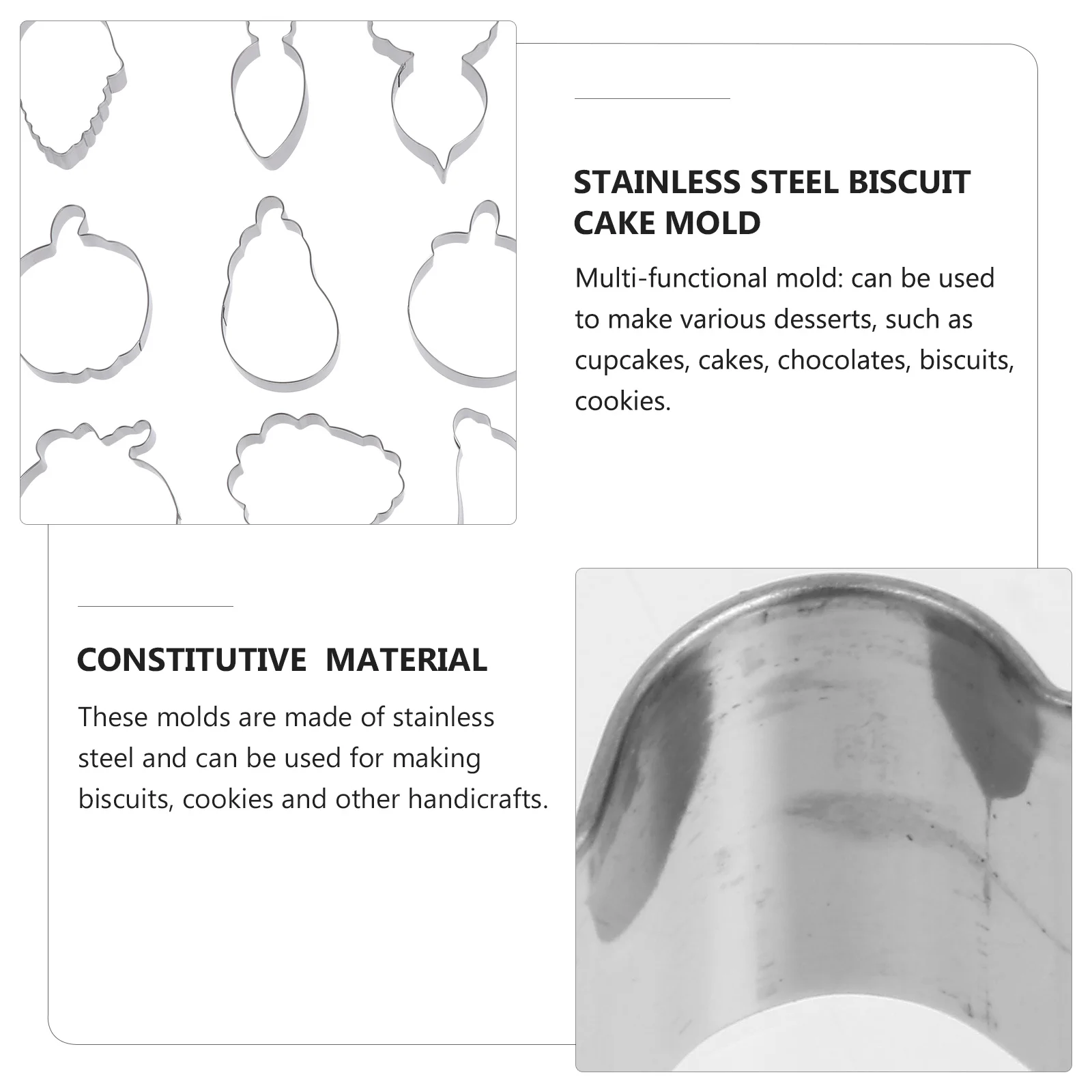 

12Pcs Vegetable Style Stainless Steel Biscuit Cookie Molds Baking Props Multi-Function Flexible Tools for DIY Cupcake Cake