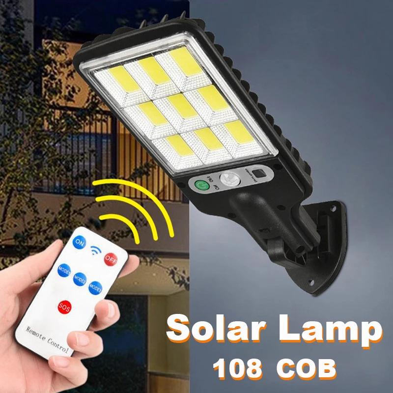 

LED Solar Outdoor Lights With 3 Mode Waterproof Motion Sensor Remote Control Wall Lamp Street Lights for Garden Path Patio