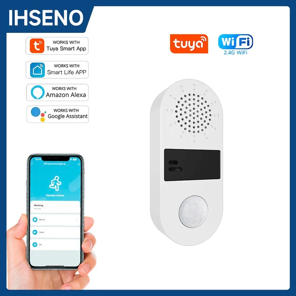 Tuya WIFI Smart PIR Motion Sensor Detector 130DB Sound Light Sensor Smart Life APP Wireless Home Automation System Via Alexa