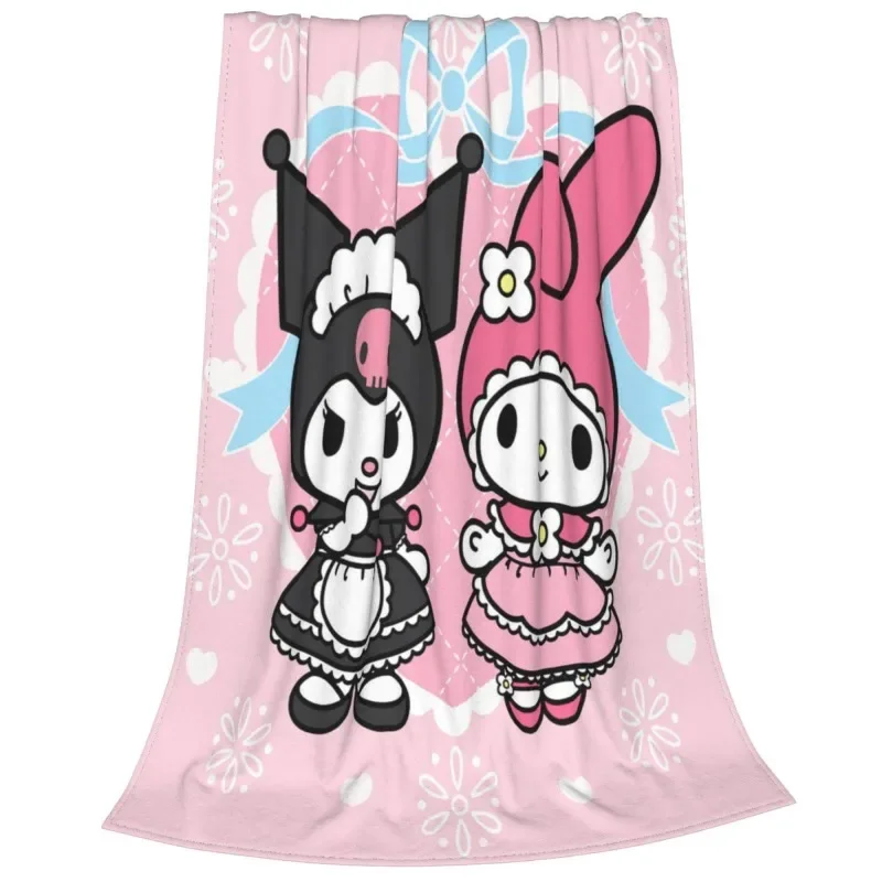 

Kuromi Sanrio Cute Cartoon Throw Blanket Oversized Sofa Soft Blanket Soft Warm Flannel Blankets Cover Gift Household Quilt