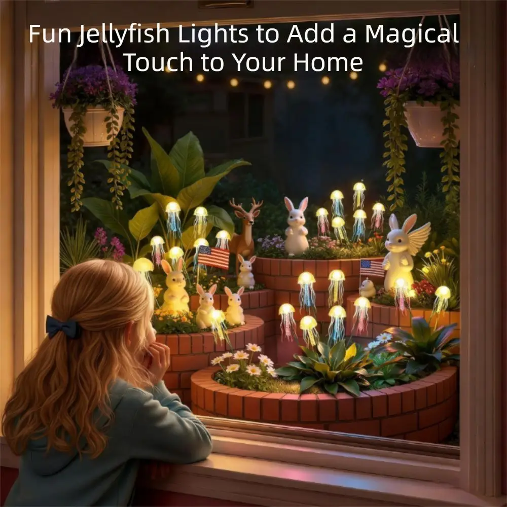 LED Solar Garden Lights Solar Powered Decorative Solar Powered Lights Waterproof Ground Plug Jellyfish Light Pathway