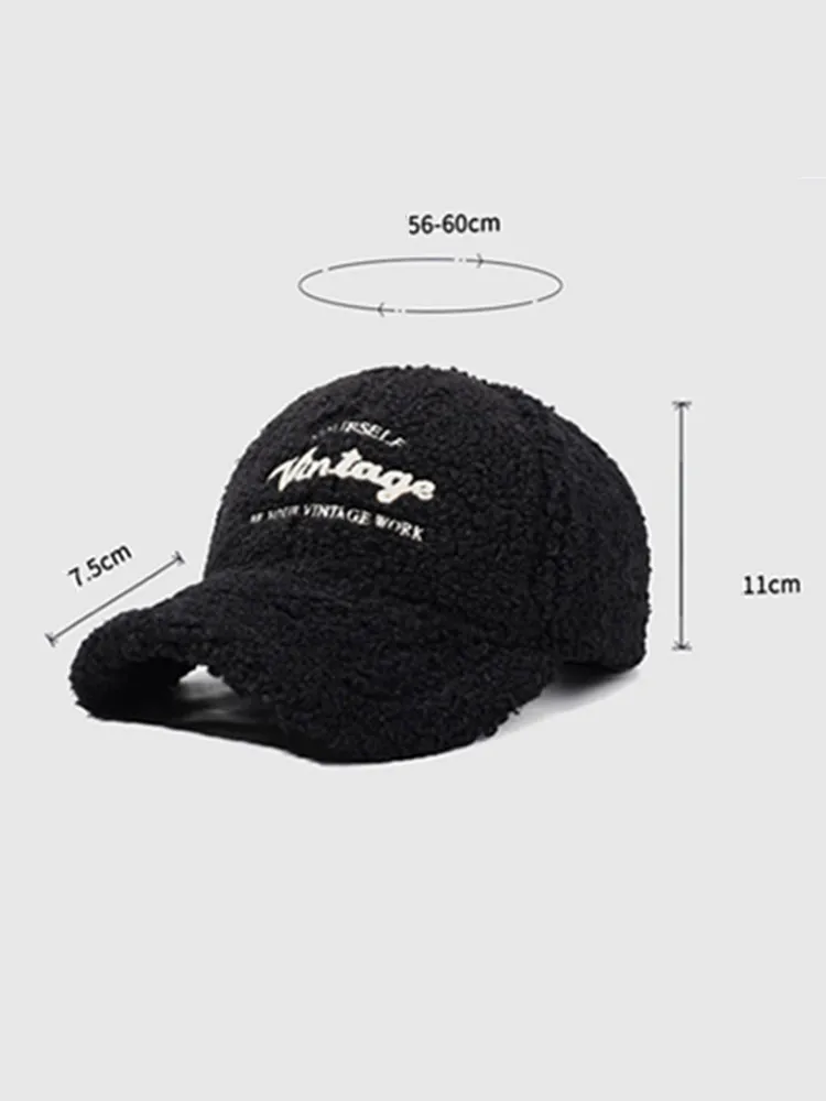 1-teilige mehrfarbige Fleece-Baseballmütze für Damen, verdickte warme Entenschnabelmütze für Herbst und Winter – Detail 11
