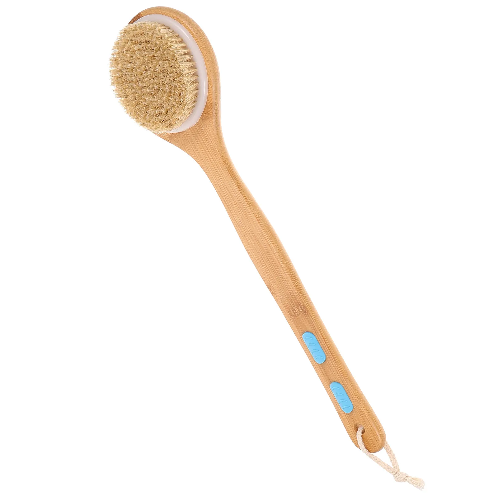 

1Pcs High-Quality Double-Sided Shower Brush with Extended Bamboo Handle for Full Body Massage Back Cleaning and Smooth Radiant