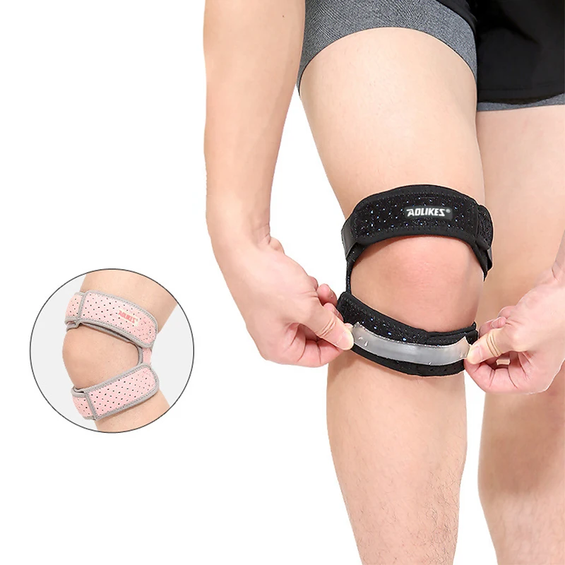 Genouillère double respirante en silicone, bande de protection contre la pression de la rotule, genouillères de basket-ball, course à pied, canadisme, sport