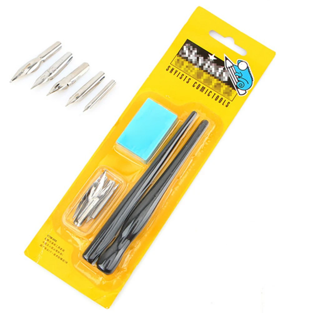 

1 pc Cartoon Dip Pen Set Rubber Handle for Artists Cartoonists Lettering Calligraphy Sketching Drawing Poster Making Black