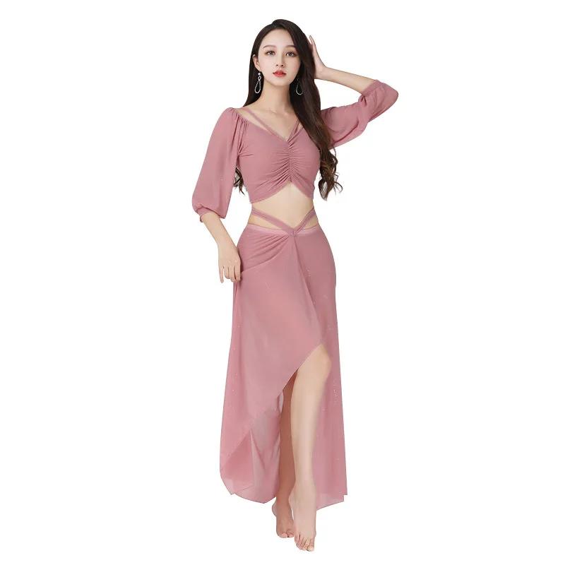 Nuova tuta estiva per pratica di danza orientale Tuta per pratica di danza del ventre Tuta per performance in rete di grandi dimensioni Tuta per performance sul palco