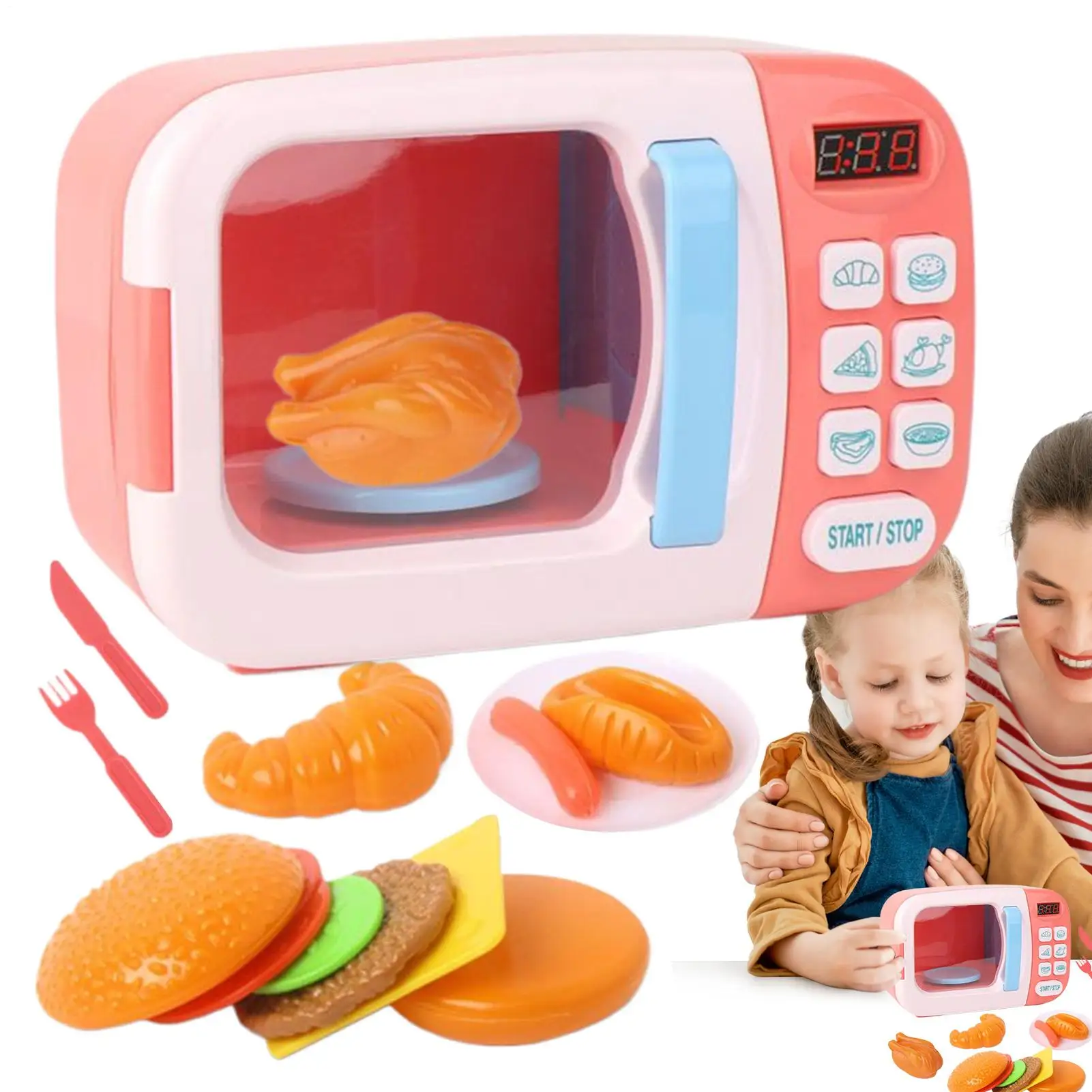 

Play Microwave Kitchen Toy Set With Sound And Light Interactive Realistic Timer Microwave For Baby Role Play Home Preschool