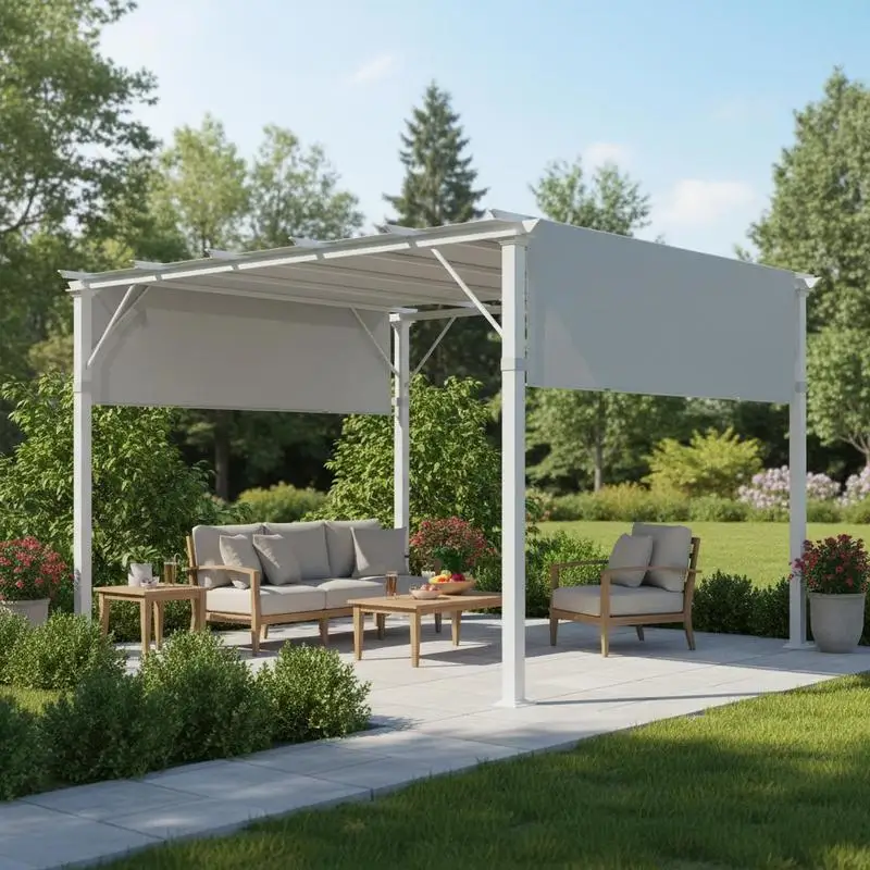 Ersatzdach für Pergola mit UV-Schutz, Sonnensegel für Terrassenüberdachung für 3 x 3 m Pavillon, Hellgrau