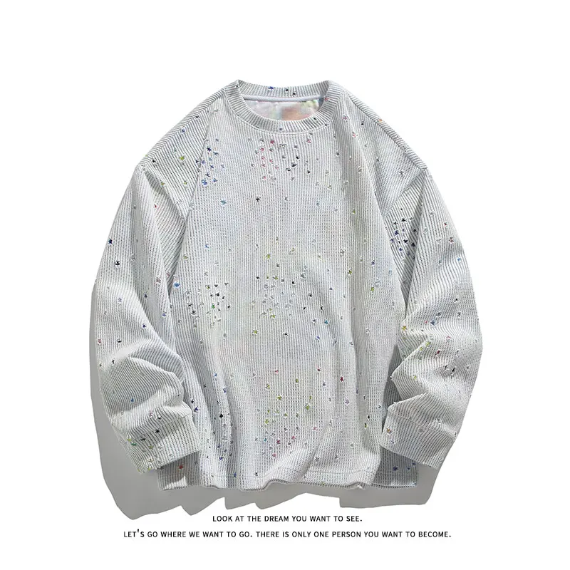 

2025: мужские осенние модные американские толстовки в стиле ретро с длинным рукавом и круглым вырезом, повседневные свободные толстовки для пар, M-5XL