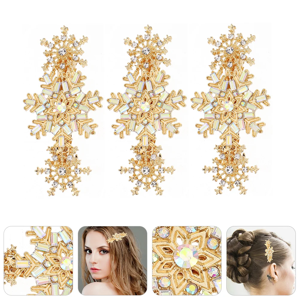 

3 Pcs Diamond Hair Clip Fashion Accessories Pin Headgear Clips Imitation Drill Decorations Barrettes Miss