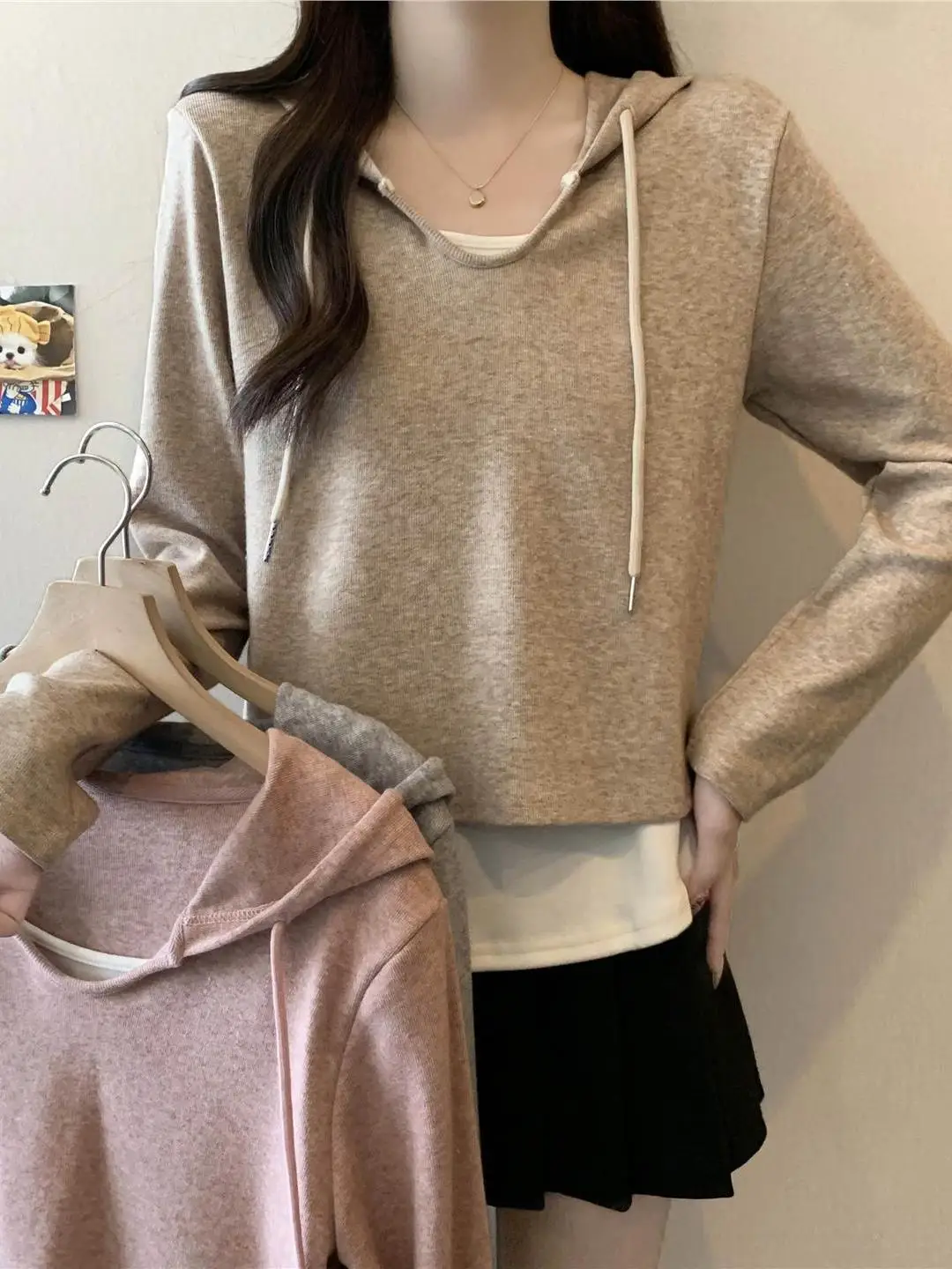 

Faionable Long Sve Hoodie Women's plus Size Autumn Winter Slimming Top Trendy Streetwear Comfortable Fit Korean Sle