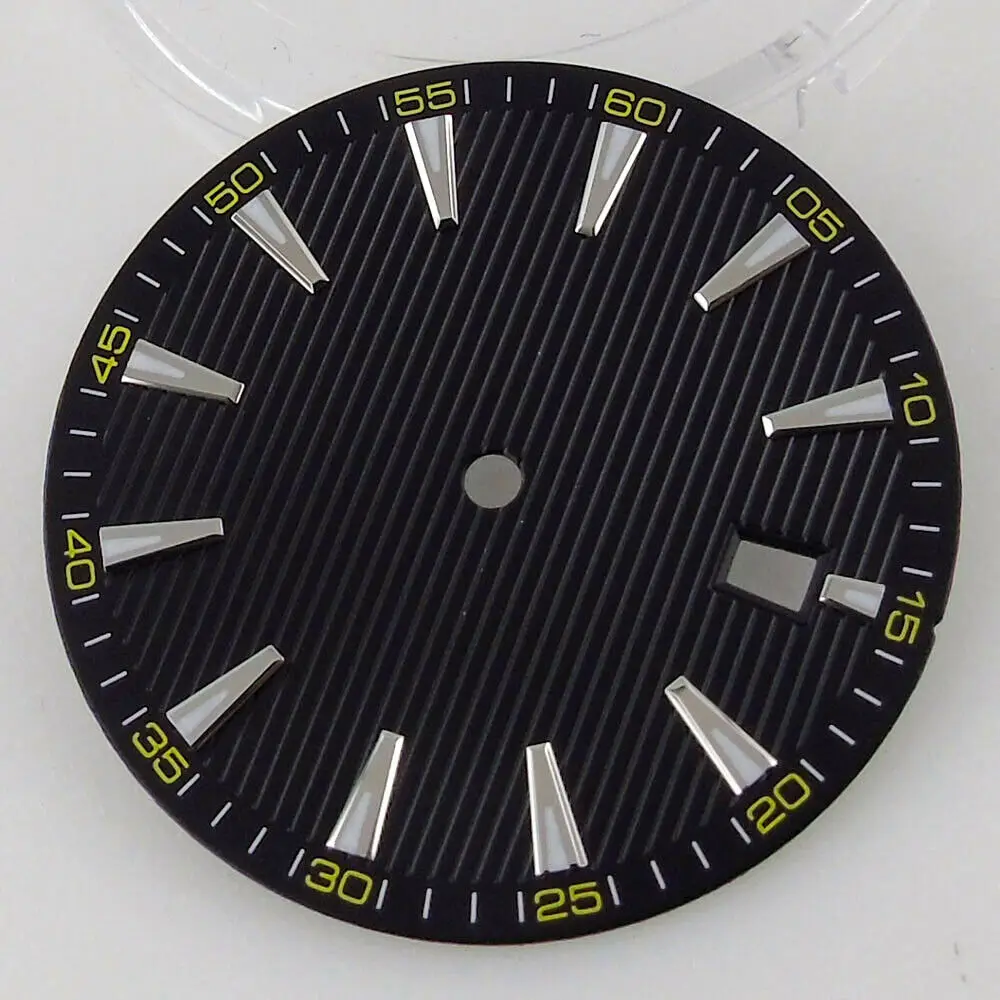 Watch Accessories For NH35/NH35A Movement 33.5mm Black Watch Dial Automatic Movement Date Window Replacement Repair Spare Parts