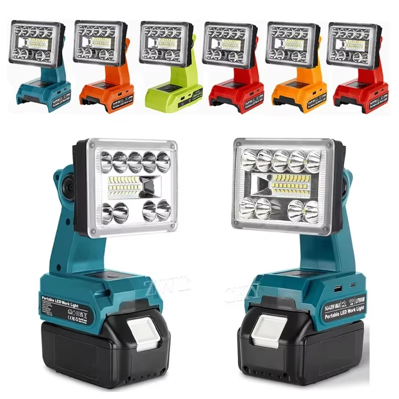 

НОВЫЙ светодиодный фонарь-прожектор для Makita/Milwaukee/Dewal/Bosch/Black&Decker/Craftsman/Ryobi, 18В Li-ion аккумулятор, светильник для кемпинга