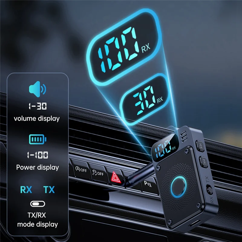 B30C-Bluetooth 5.4 Zender Ontvanger 3.5MM AUX Vliegtuigen Car Audio Draadloze Adapter Handsfree Bellen Voor PC Hoofdtelefoon Luidspreker