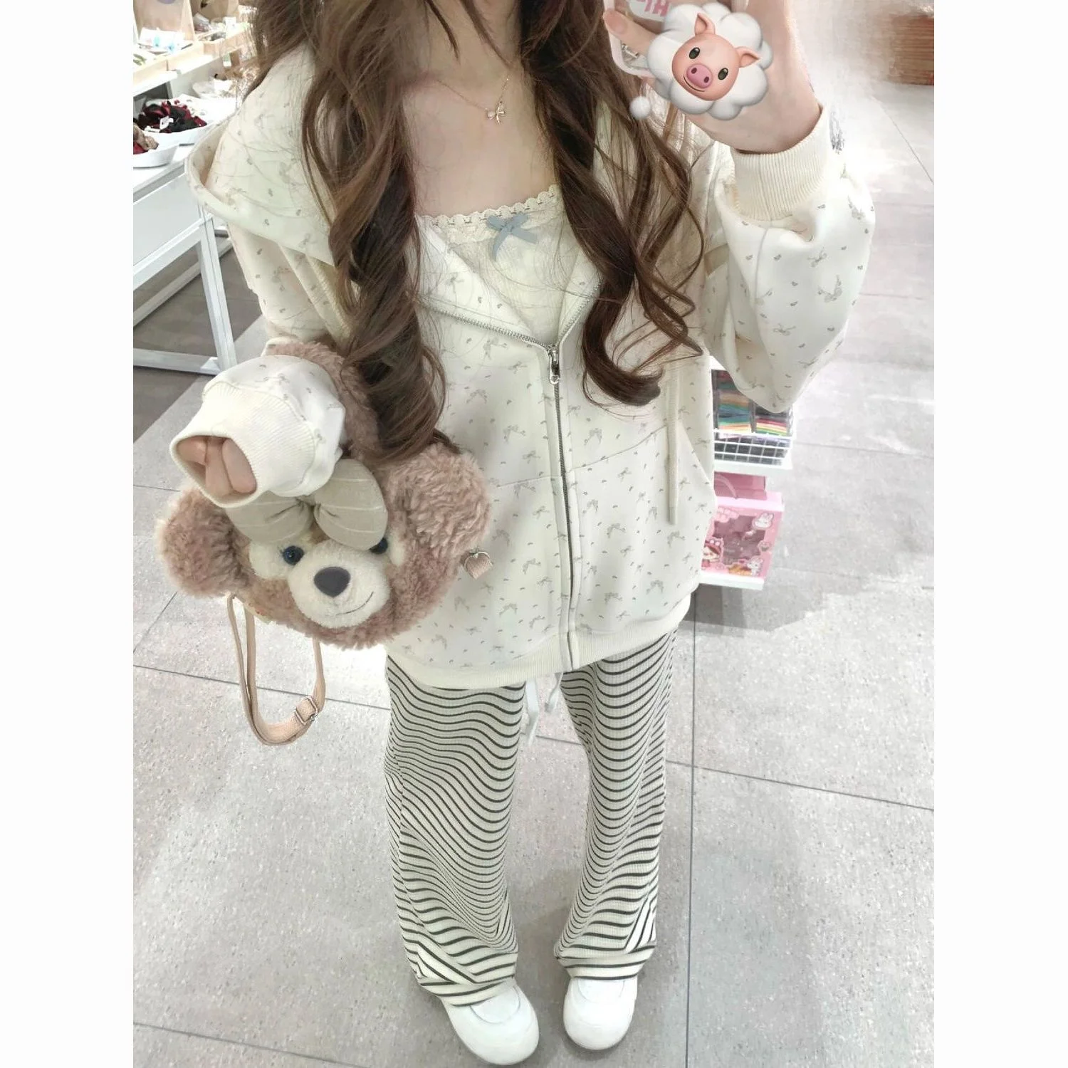 

Spring Autumn College Style Hoodie Women's Loose Lazy Style Jacket Super Cute Casual Two Piece Set Korean Version Long Sleeve