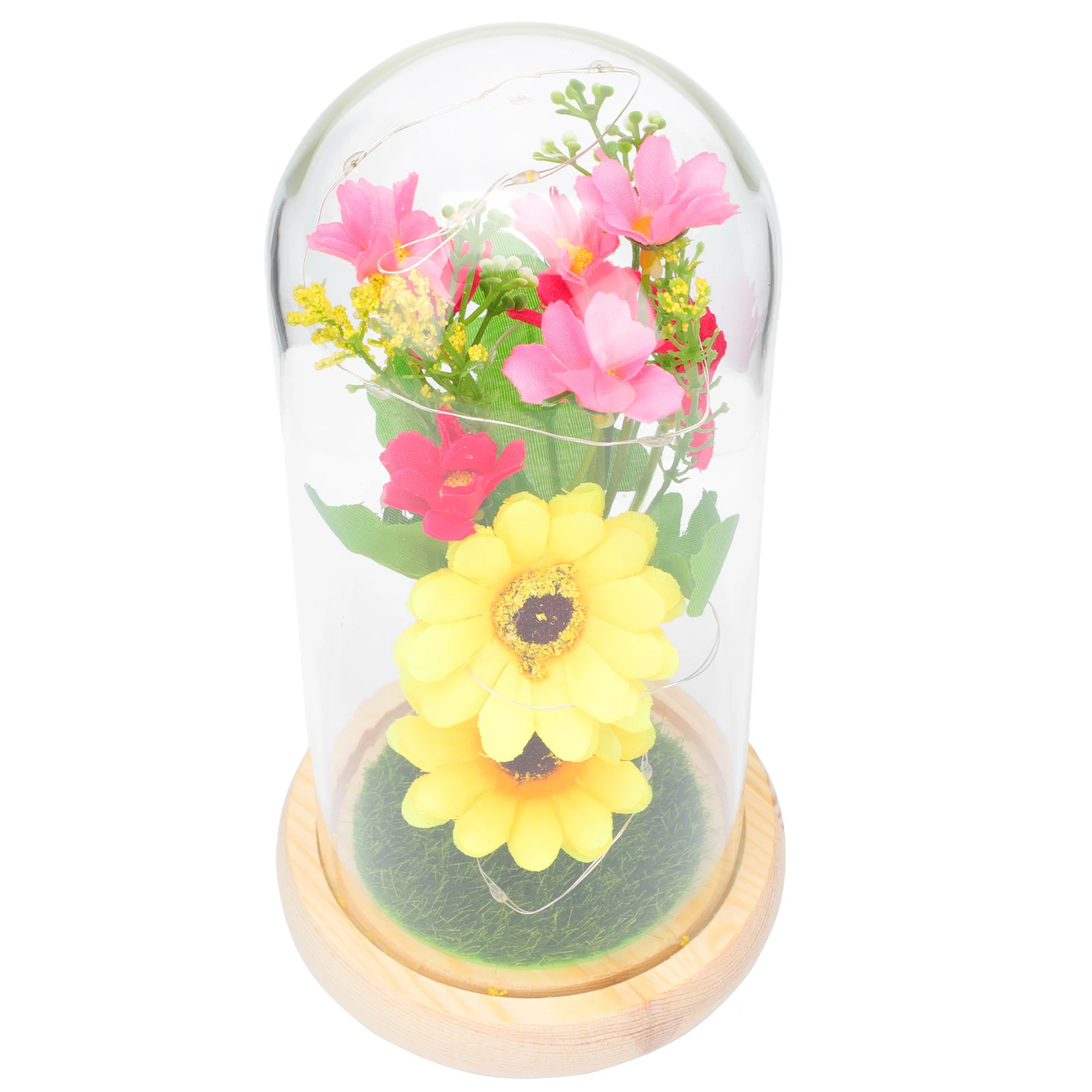 

Glowing Romantic Artificial Ornament Led Glass Cover Desktop Decor Wedding Anniversary Festival Adornment Simulation Flower Home