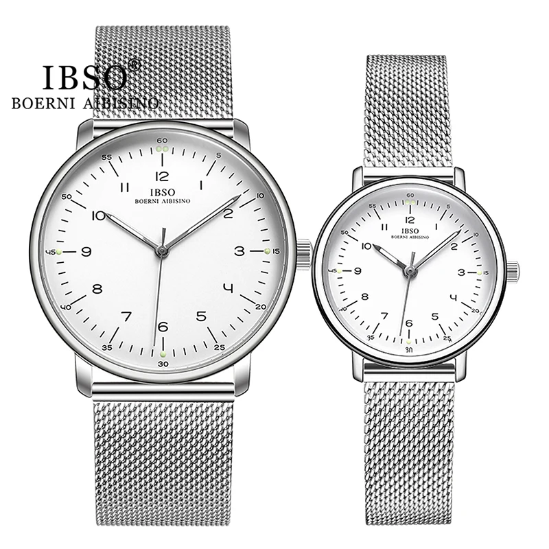 IBSO 2022 New Couple Watches For Lover Simple Dial Nurse Watch Luminous WaterProof FreeShipping Genuine Leather Strap Women Gift