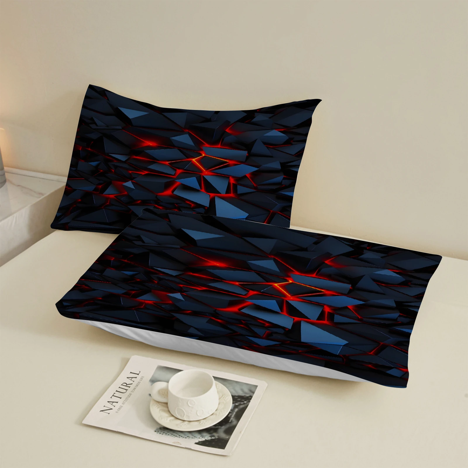 1 Stück Spannbettlaken-Set mit Visueller Geometrie Dynamischem Lava-Druck 100% Polyester Atmungsaktives Bettwäsche-Set für Wohndekoration – Detail 8
