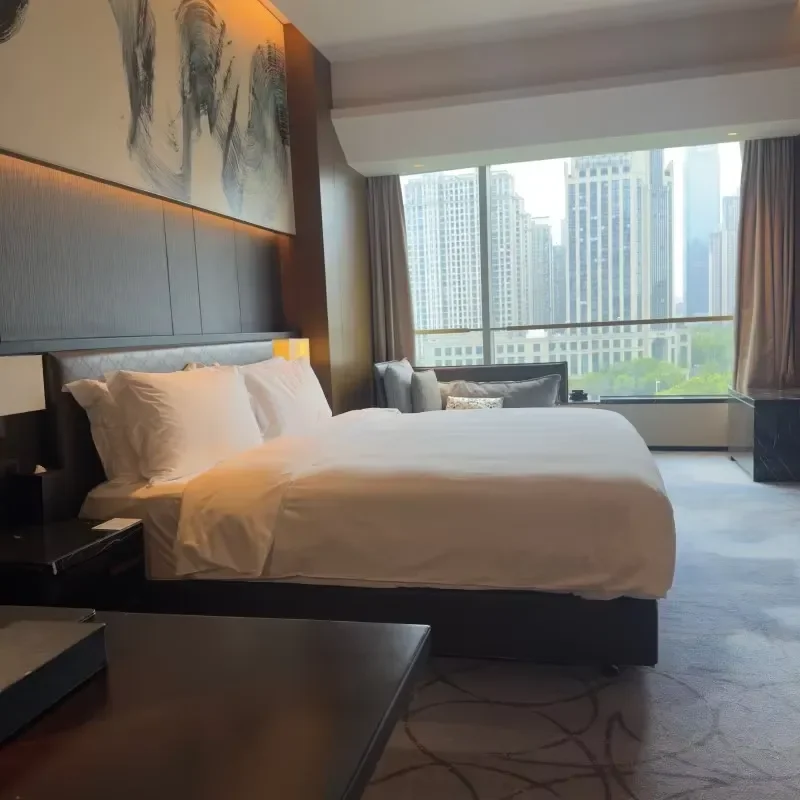 Modern Hotel Bedroom Furniture Set Bed Nightstand Wardrobe Desk Custom Full Room Suite for Hospitality Project Interior