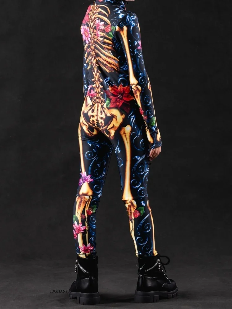 Halloween-Skelett-Horror-Geister-Kostüm für Kinder, Ganzkörperanzug für Karneval, Party, Bühnenaufführung, Rollenspiel, Feiertags-Zentai-Anzug – Detail 10