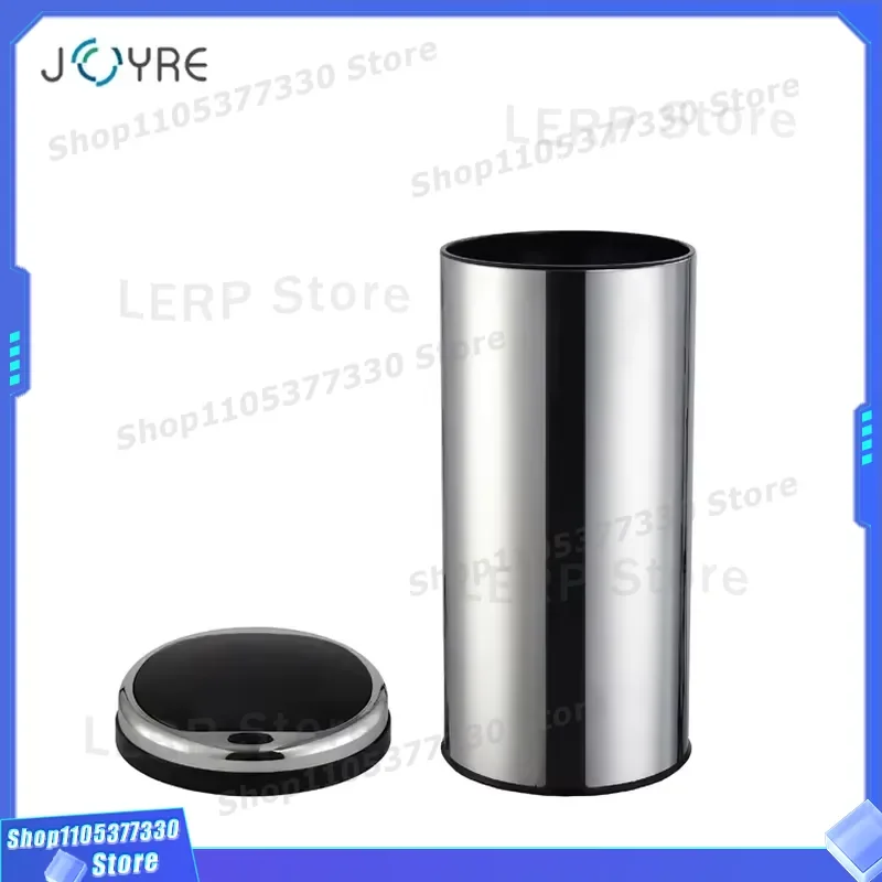 30L Round Top Open Touch Trash Can Stainless Steel Painted Metal Household Kitchen Waste Bin Modern Design for Home Office