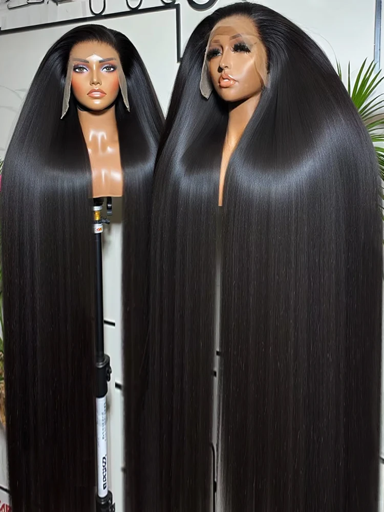 40 46 Inches 13x4 13x6 HD Transparent Bone Straight Lace Frontal Wigs 300% Density 360 Full Lace Front Human Hair Wigs For Women