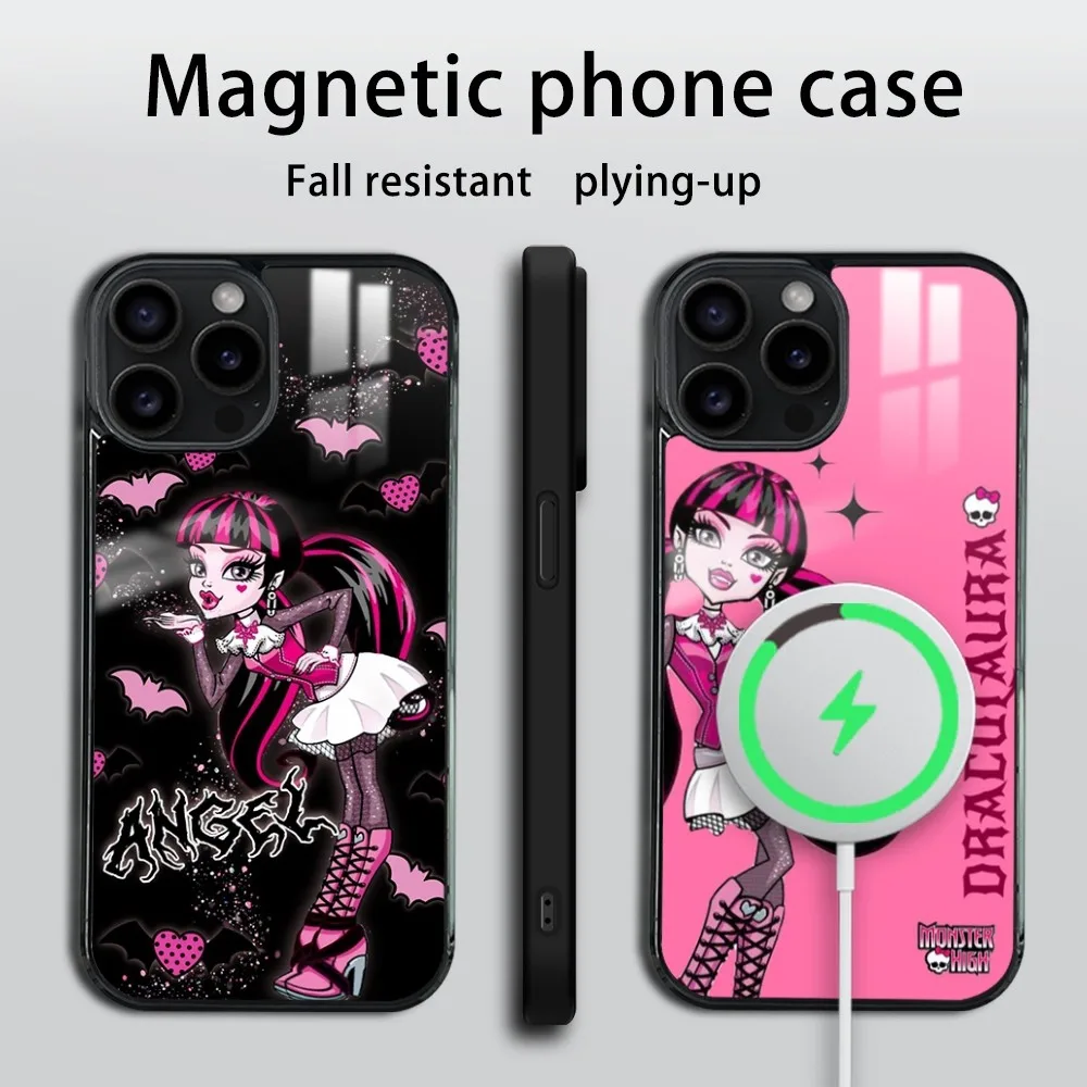 M-Monster Cartoon High Phone Case For iPhone 16 15 14 13 12 11 Pro Max Plus Mini Mirror Wireless magnetic case