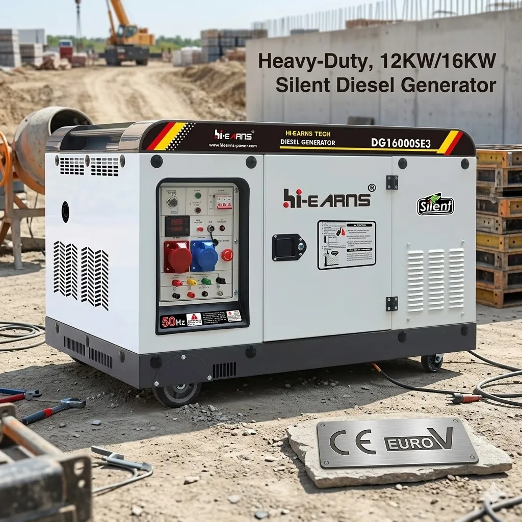 Generador Diésel Silencioso de 12kW 16KW 15KVA Trifásico con Arranque Eléctrico, Generador Diésel Portátil Silencioso
