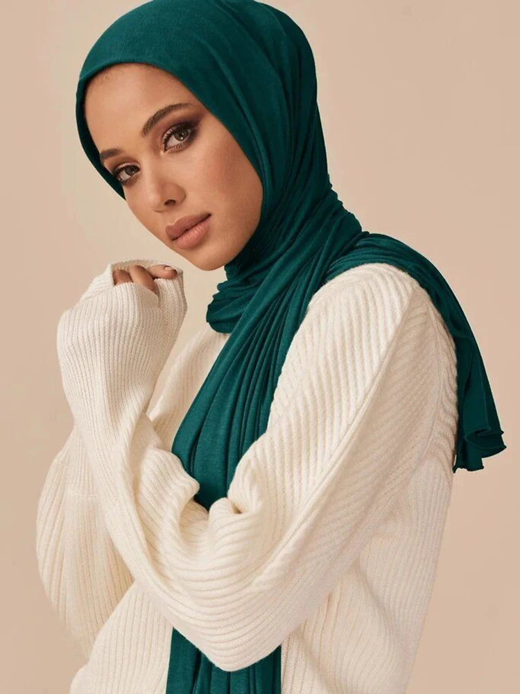 Fashion Jersey Hijab Scarf Long Muslim Shawl Plain Soft Turban Tie Head Wraps For Women Africa Headband