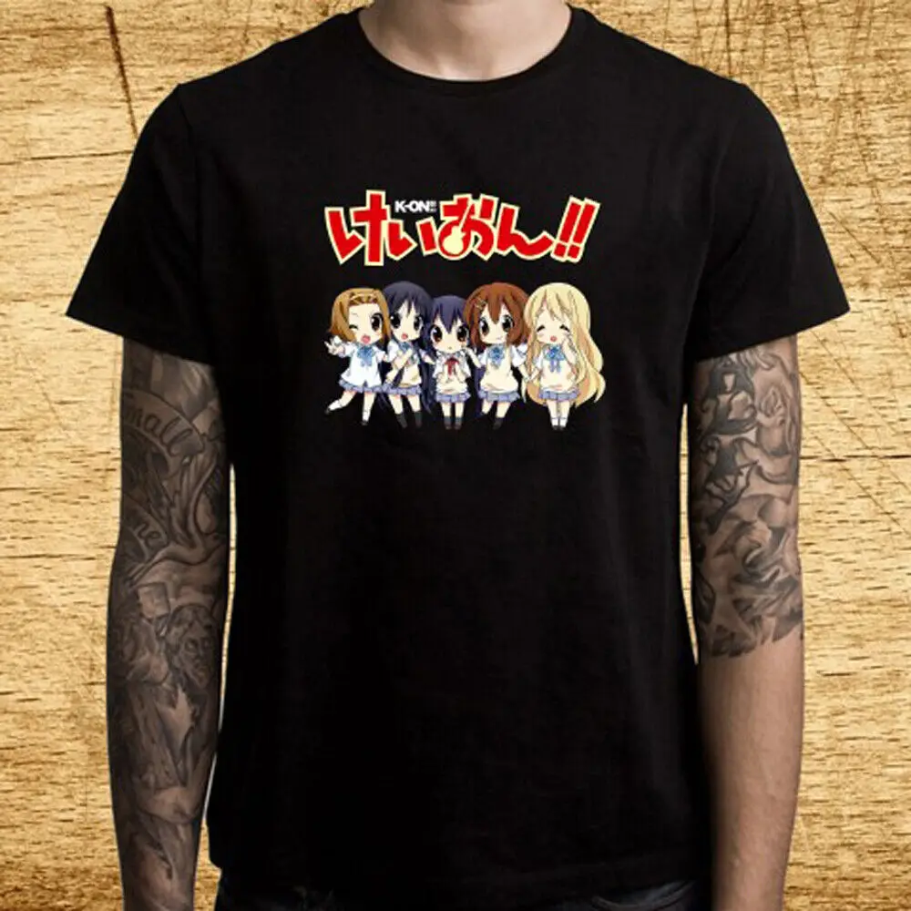 

Мужская черная футболка K-On с героями мультфильмов, размер S-5XL, забавная мужская мужская одежда из хлопка