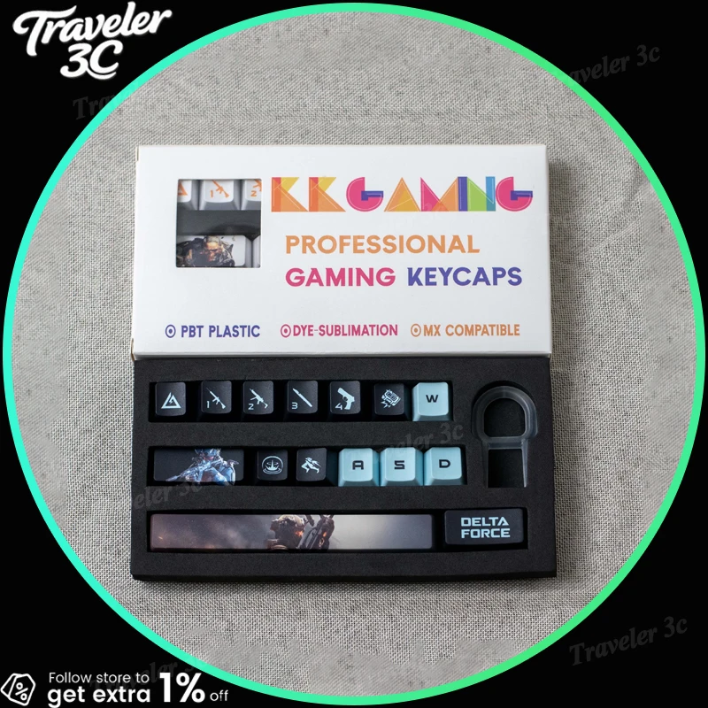 

Sales Delta Force Theme Customized OEM Height PBT Thermal Sublimation Keycaps 15Keys/28Keys LUNA VYRON KAI SILVA Keycaps Gift PC