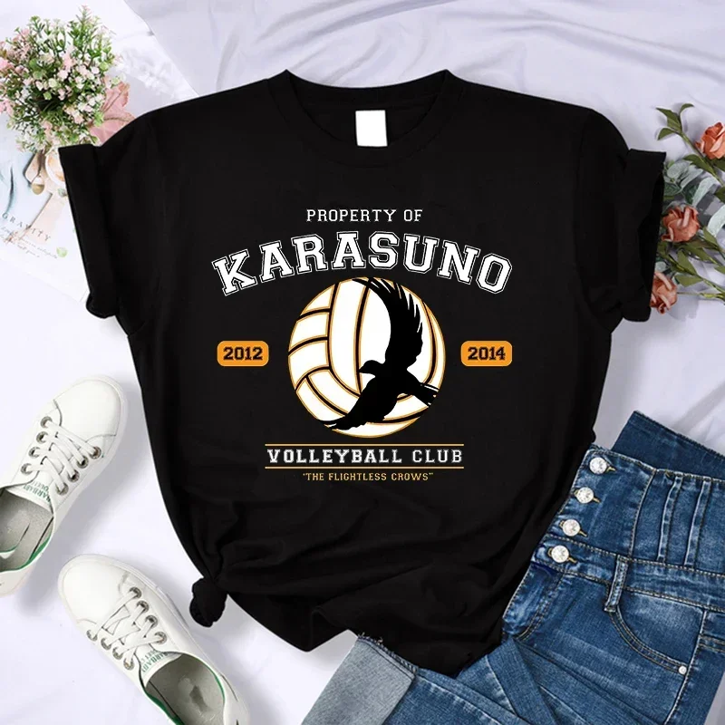 Japanese Anime Oya Oya Oya Haikyuu T Shirt Women  Tops Kuroo Cartoon T-shirt Karasuno Kawaii Fly High Graphic Tees Female Tshirt