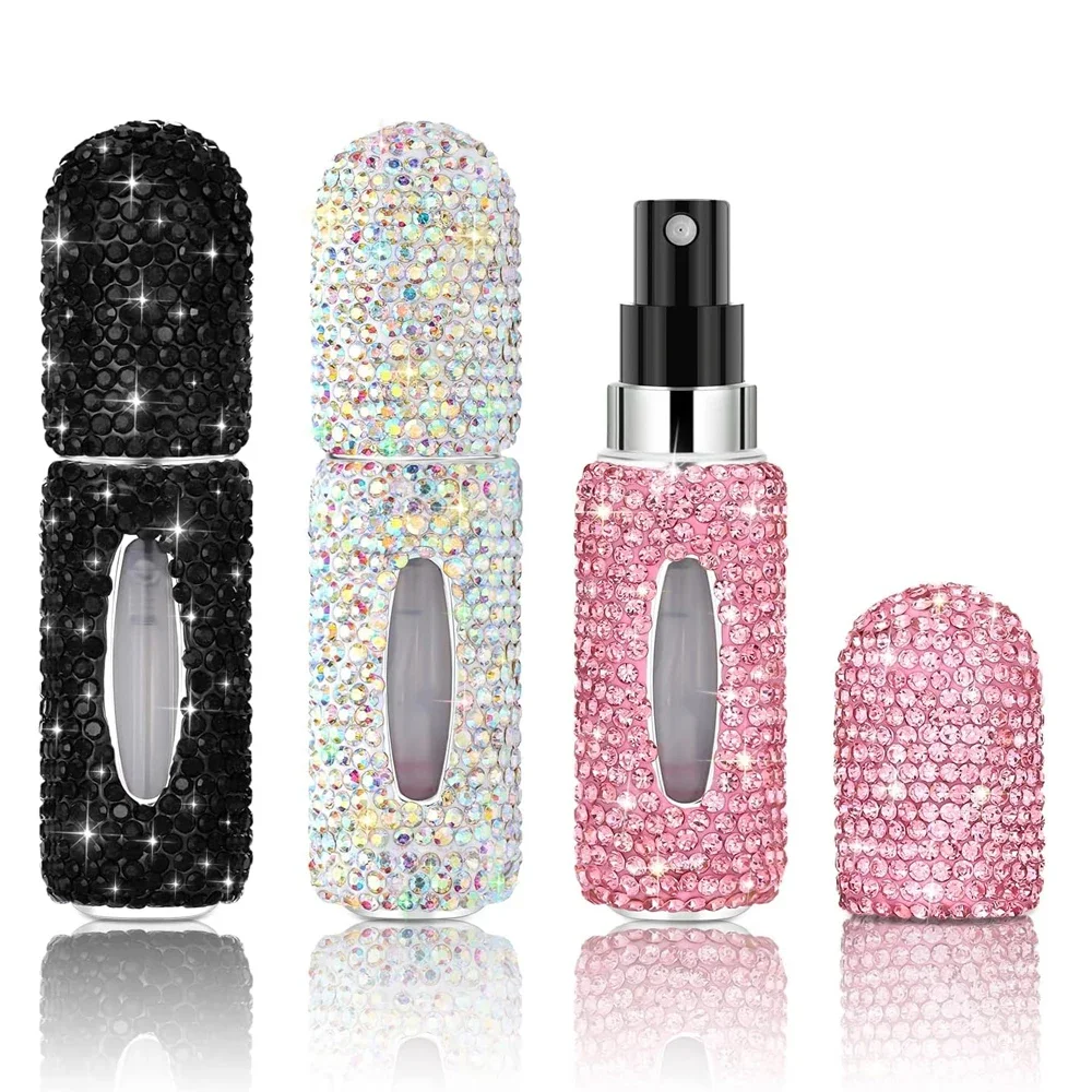 Bling Spray Bottle Rhinestone Perfume Travel Refillable Perfume Atomizer Bottle 5ml Portable Mini Perfume Spray Dispensers Gift