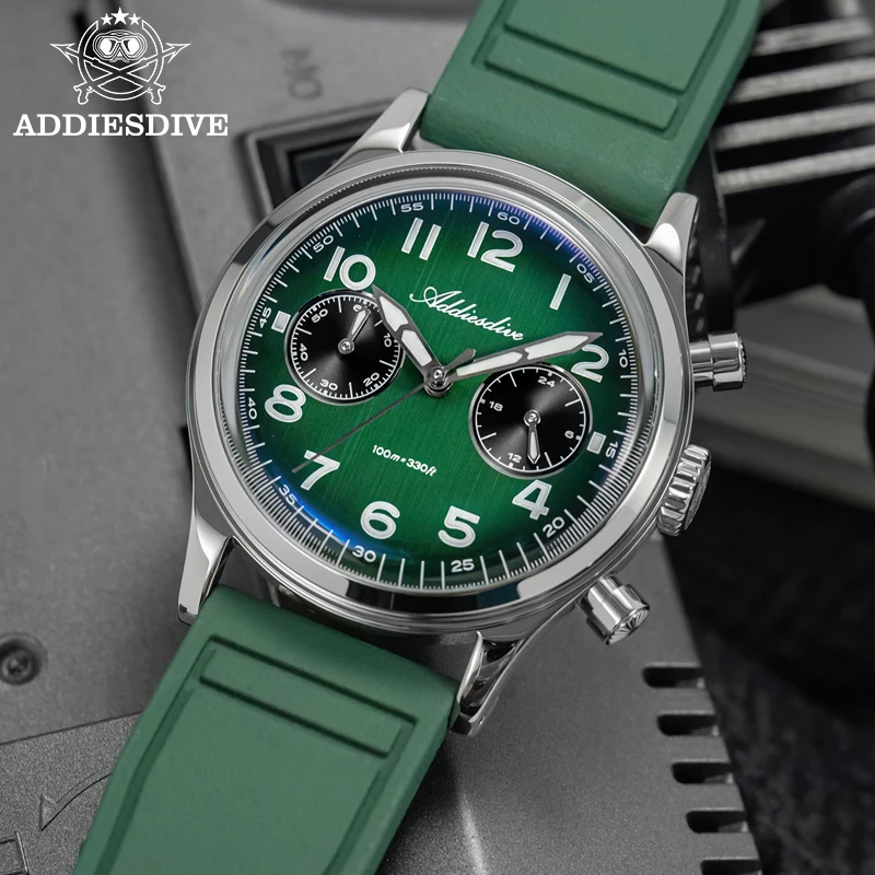 

ADDIESDIVE AD2516 New Men's Watch Bubble Glass Stainless VK64 Quartz Watches Fashion 38mm Waterproof Luminous Retro WristWatch