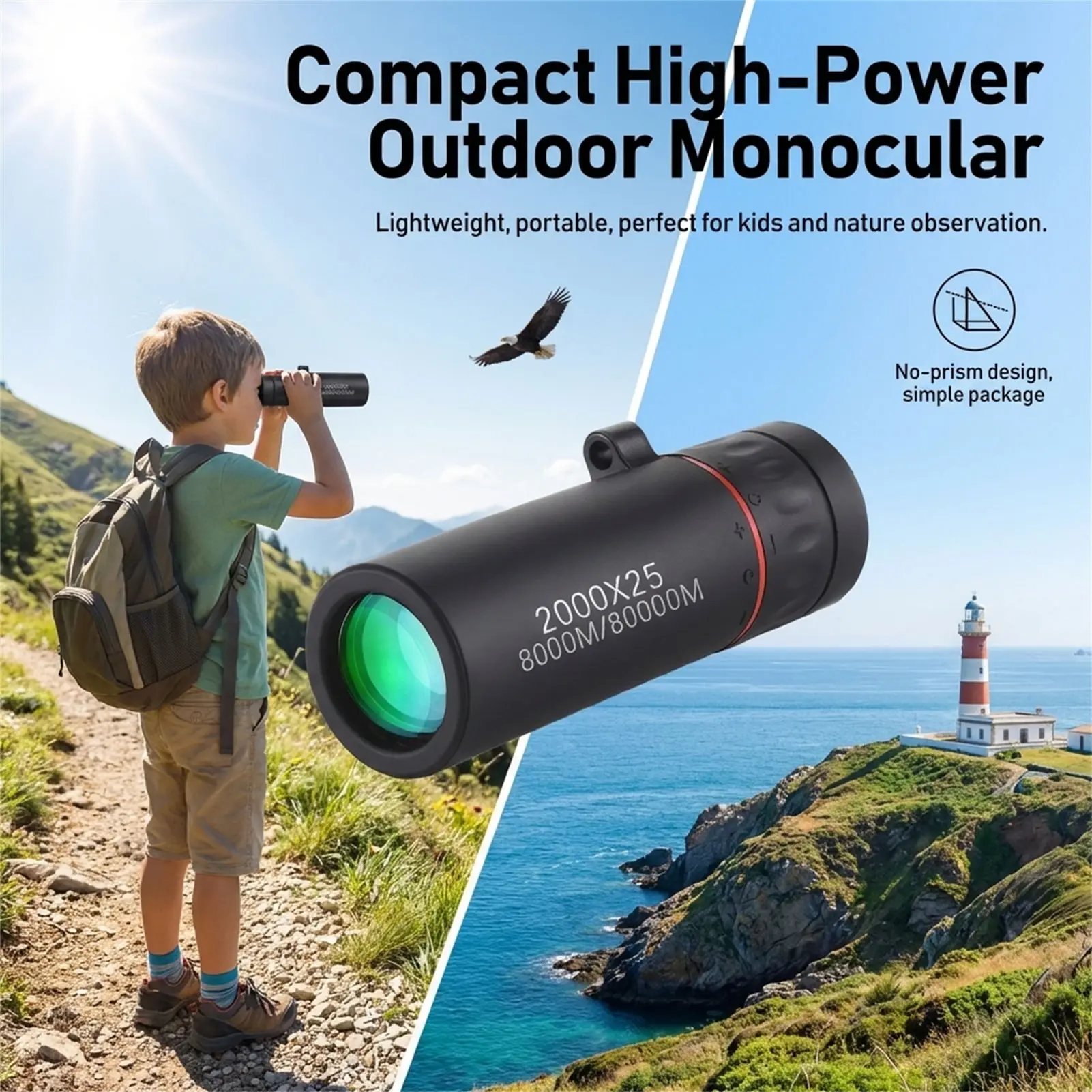 Mini-Monokular-Teleskop mit Hochleistungs-Zoom für Vogelbeobachtung, Wandern, Reisen, HD-Beobachtung, Naturerkundung und Outdoor-Abenteuer – Detail 5