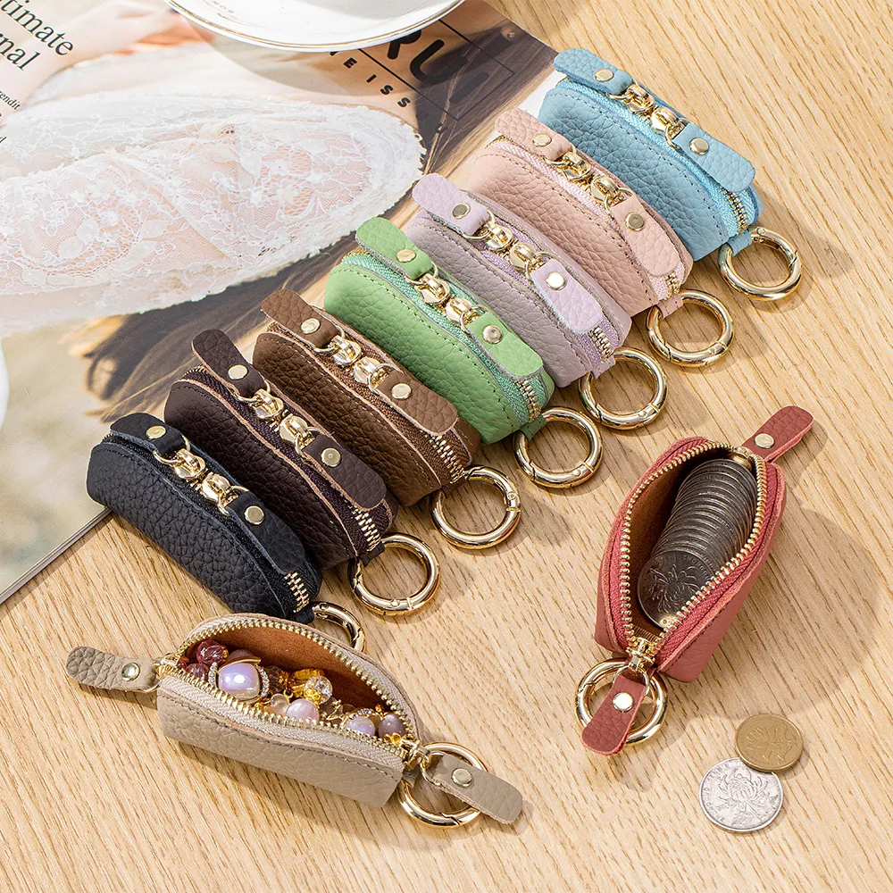 Versatile Leather Mini Coin Pouch - Japanese style Zippered Coin Wallet, Portable Storage for Keys, Earbuds & Small Essentials