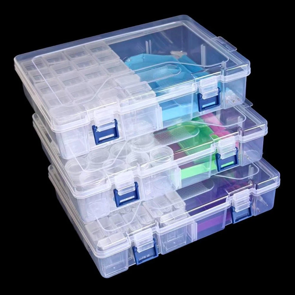 

Diamond Painting Storage Box Accessories Complete Tool Mosaic Art Kit Plastic Organizer with Pen Tray Accessory DIY Container ﻿