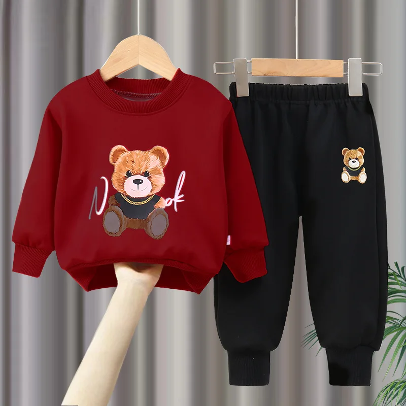 

Spring Autumn Boys Girls Clothes Set Cartoon Hoodies Coat+Pants 2pcs Clothing Set Casual Kids Sportswear