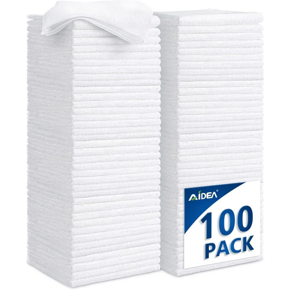 Bulk White Microfiber Cleaning Cloths Absorbent Lint Scratch Free 11.5x11.5 for Car Kitchen