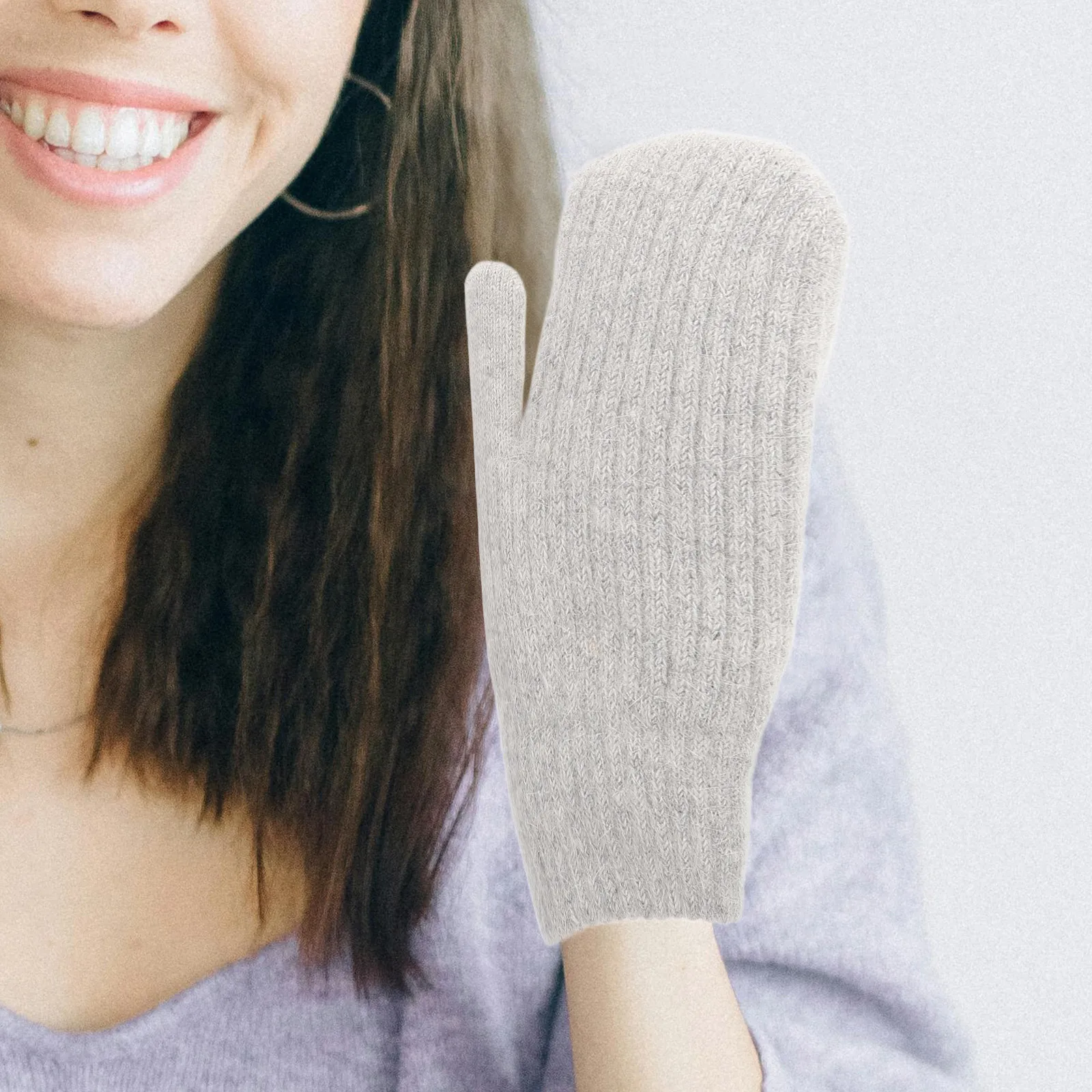 1 زوج محبوك الكبار في الهواء الطلق قفازات الرجال النساء سميكة معزول القفاز الطقس البارد يندبروف الدافئة متماسكة تدفئة اليدين #2