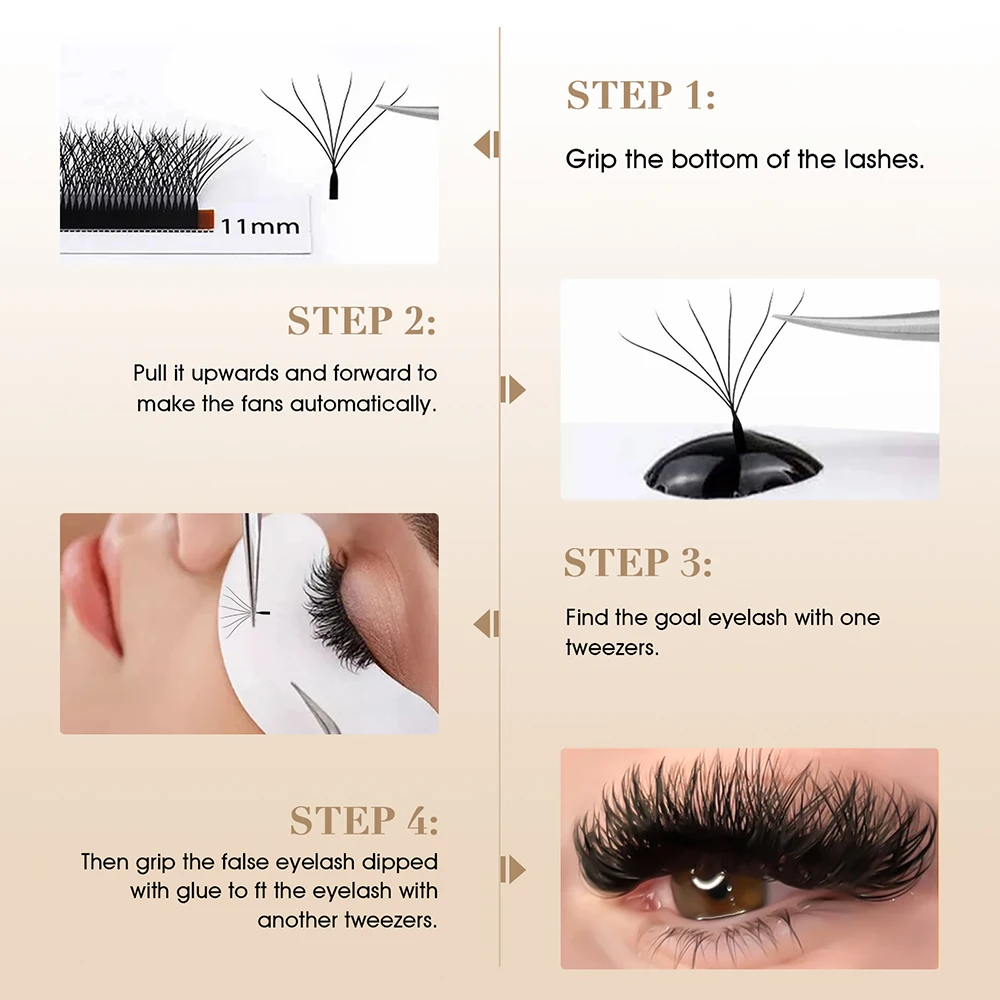 New Arrival MASSCAKU 6D/8D/9D WW Shaped Premade Fans Eyelashes Individual Fast Grafting W Style Russian Volume Lashes Supplies