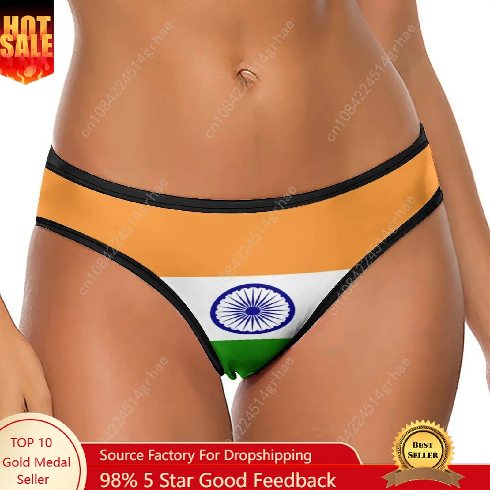 India Flag Customized Ice Silk Thong Panties Women's Briefs Soft Comfortable Sizes S-2XL Suitable Wear and All Seasons