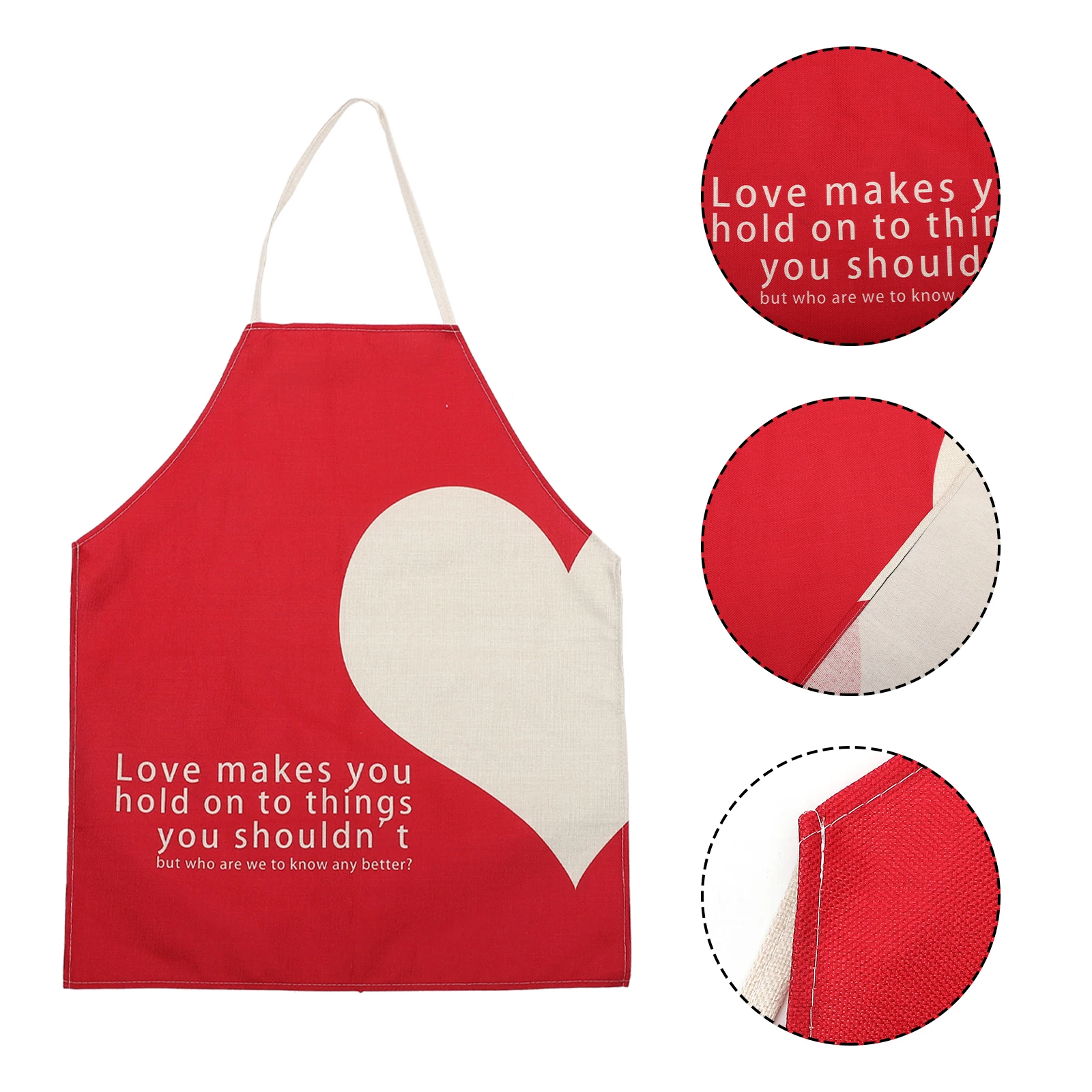 

Love Heart Apron Kitchen Home Accessory Polyester Wear resistant Thickened Cooking Lovely Couple Festival Household