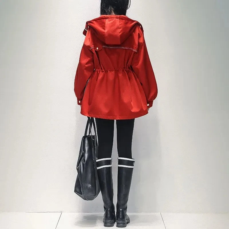 2025 Winter Women European Goods Medium Long Thickened Windbreaker 2025 Woman New Korean  Loose Red Sprinter Work Casual Coat