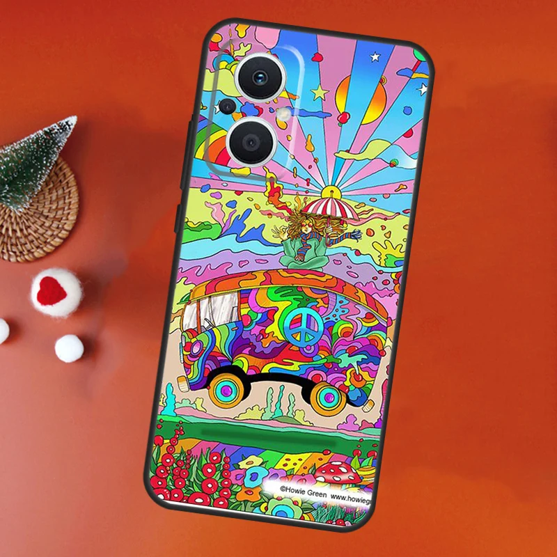 Hippy Peace Bus Cat For OPPO Reno 8T 4Z 5Z 4 5 6 7 8 Lite 10 Pro OPPO Find X2 Lite X3 Neo X6 X5 Pro Phone Case